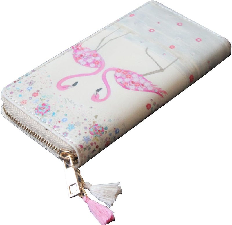 MayeBridge Timlee Cute Unicorn Long Wallets Pink Flamingo Wallets With Tassels Long Purse Girls Christmas Gift(Flamingo) - Image 3
